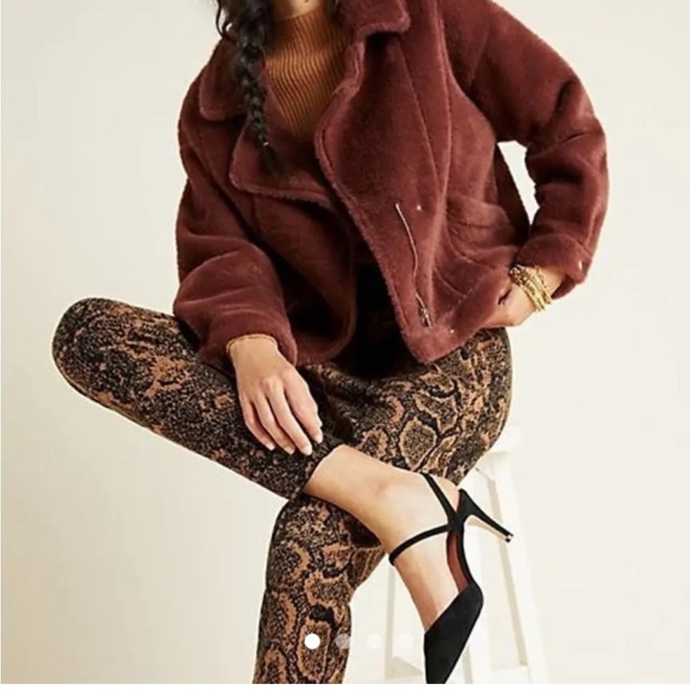 Anthropologie FRNCH Sherpa Swan Coat in Brown Rust
